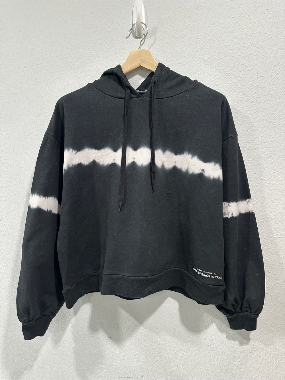 AllSaints Black Tie-Dye Hoodie Sweater - Women's Casual Pullover